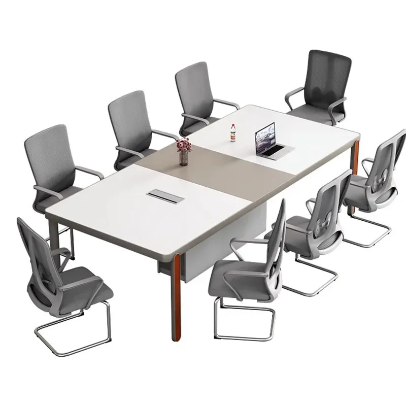 

Комната для конференций, простой длинный стол, креативная мода, окантовка из алюминиевого сплава, комбинация стульев для конференций в комнате для приема