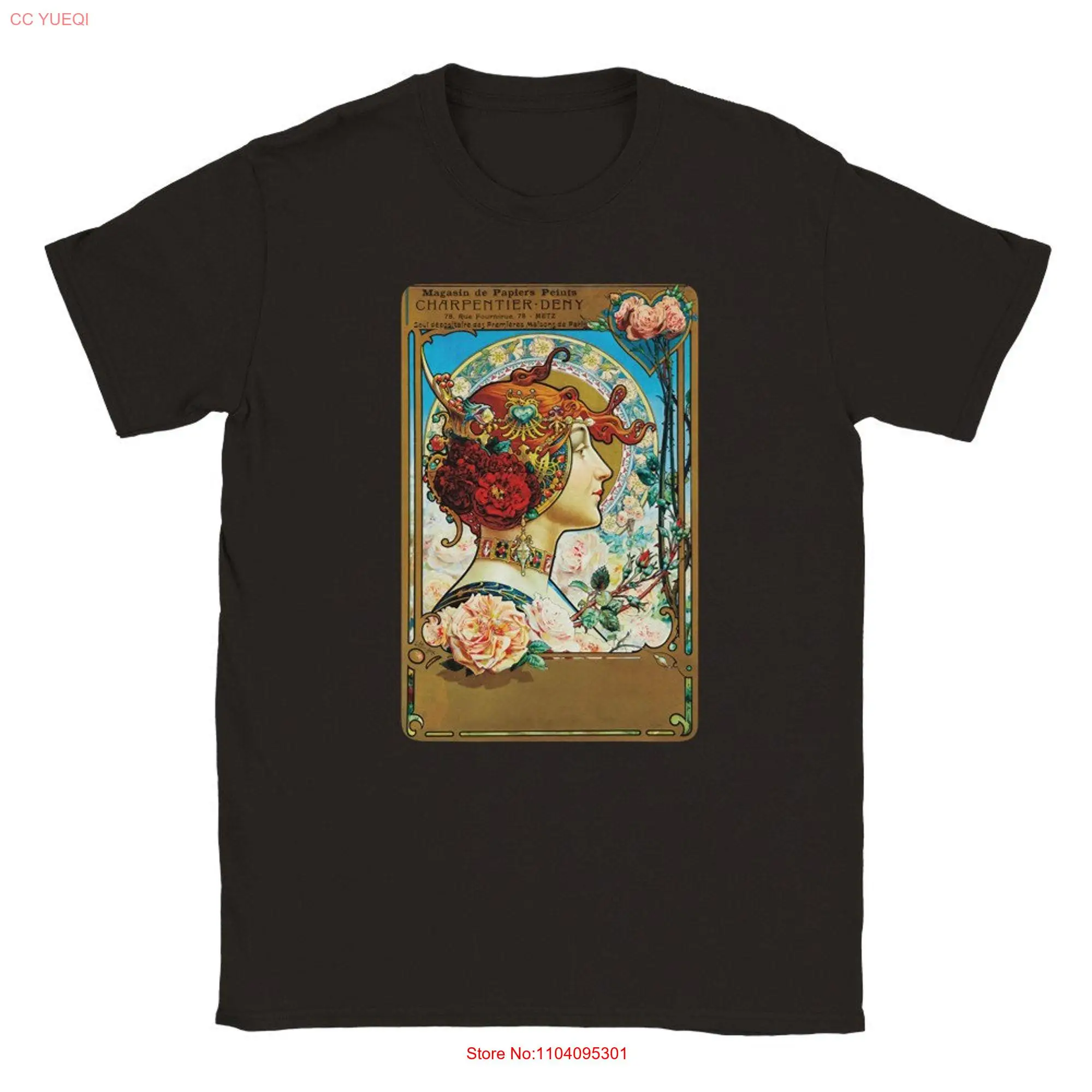 Art Nouveau T Shirt Alphonse Mucha Style Louis Theophile Hingre Charpentier Deny Classic Crewneck  long or short sleeves