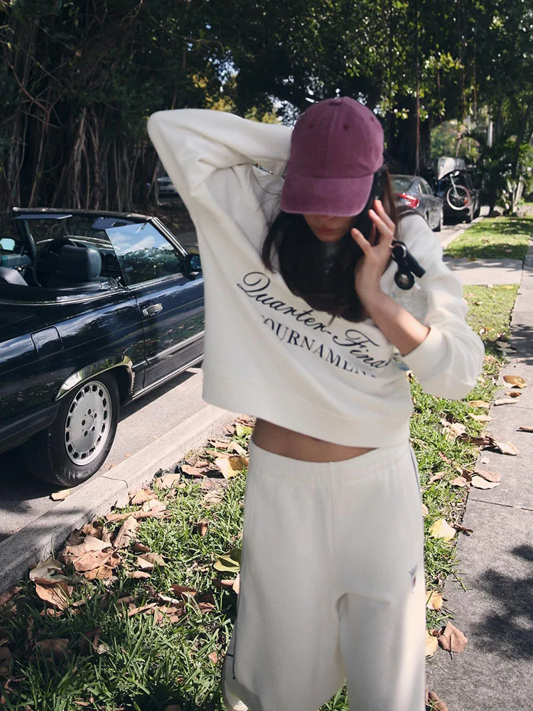 

Spring New Arrival Women's round Ne Long Sve Sweatirt Faionable Embroidered Long Pants Two Piece Set 2025 ZA2025