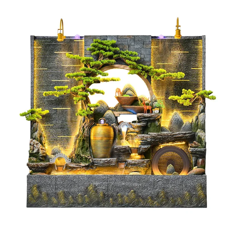 Living room water curtain wall water wall screen large floor ornament rockery