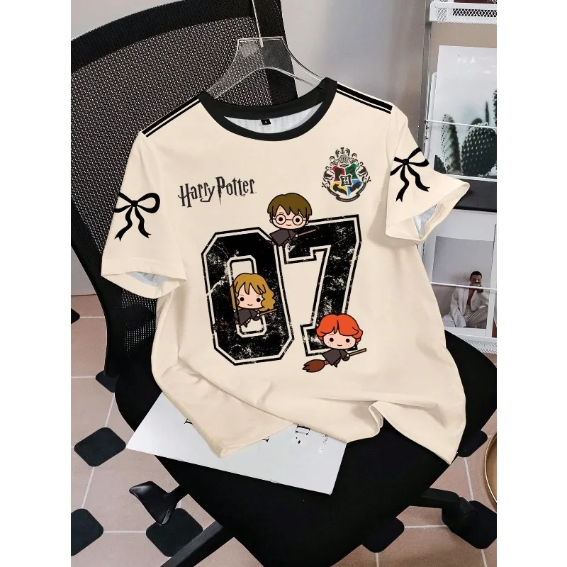 Cute Harry Potter Character T-Shirt Women Men Kawaii Short Sleeve Shirt Summer Oversized Loose Casual Vintage Anime Graphic Top view 4