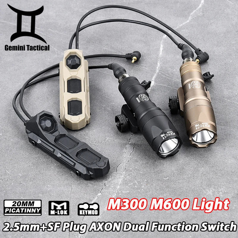 

Airsoft Surefir M300A M600C Flashlight LED Hunting Light Tactical AXON Dual Function Dual Plug Pressure Switch 2.5+SF Plug Mlok