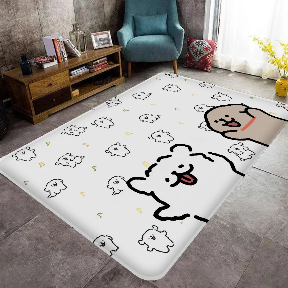 Kawaii Line Dog Maltese Floor Mat Floor Carpet Room Bedroom Decoration Balcony Anti-Slip Doormat Living Room Hotel Decor Mat