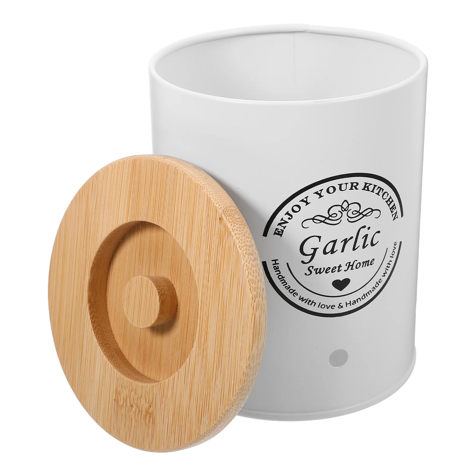 

Garlic Keeper Onion Ginger Storage Container Bamboo Lid Freshness Keeping Decorative Practical Kitchen Organizer