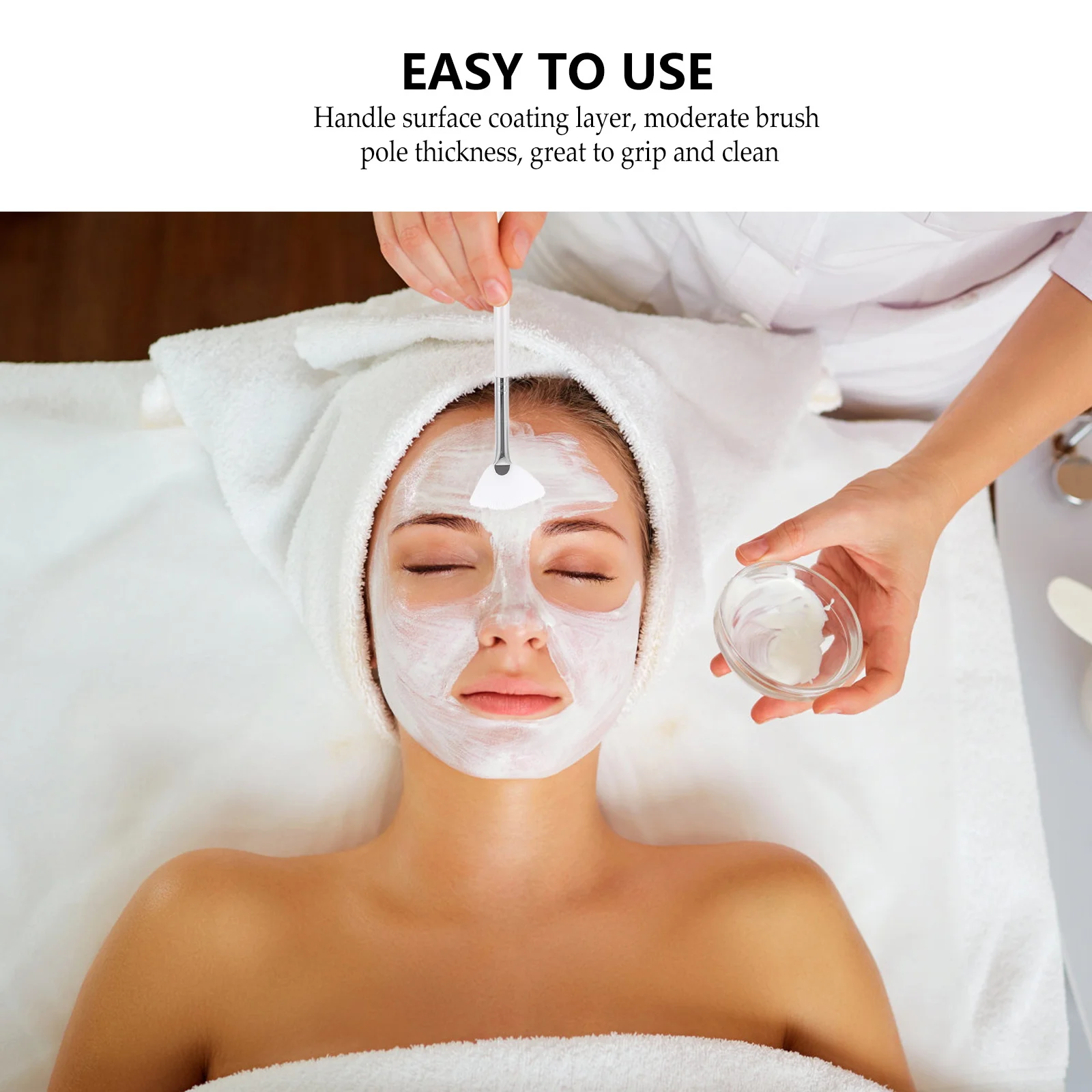 

2Pcs Fan Shaped Brush with Mixing Bowl for Facial Masks Gentle Bristles Fit All Face Shapes Easy Rinse Beauty Application Tool