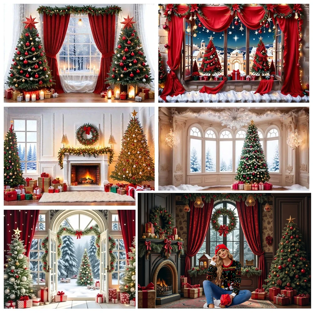 MOON.QG خلفيات عيد الميلاد للصور مهرجان الخلفيات أشجار عيد الميلاد الموقد الستائر الحمراء اطلاق النار الدعائم ديكور الحفلات