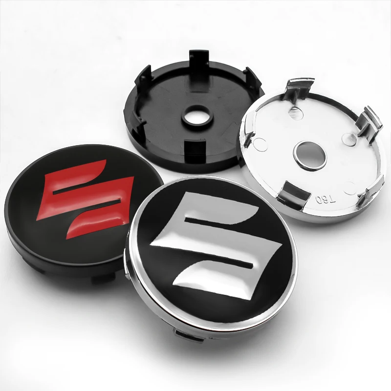 4pcs 60mm Car Wheel Center Hub Cap Badge Emblem Decal Sticker For Suzuki JIMNY Grand vitara Sx4 swift Alto Accessories
