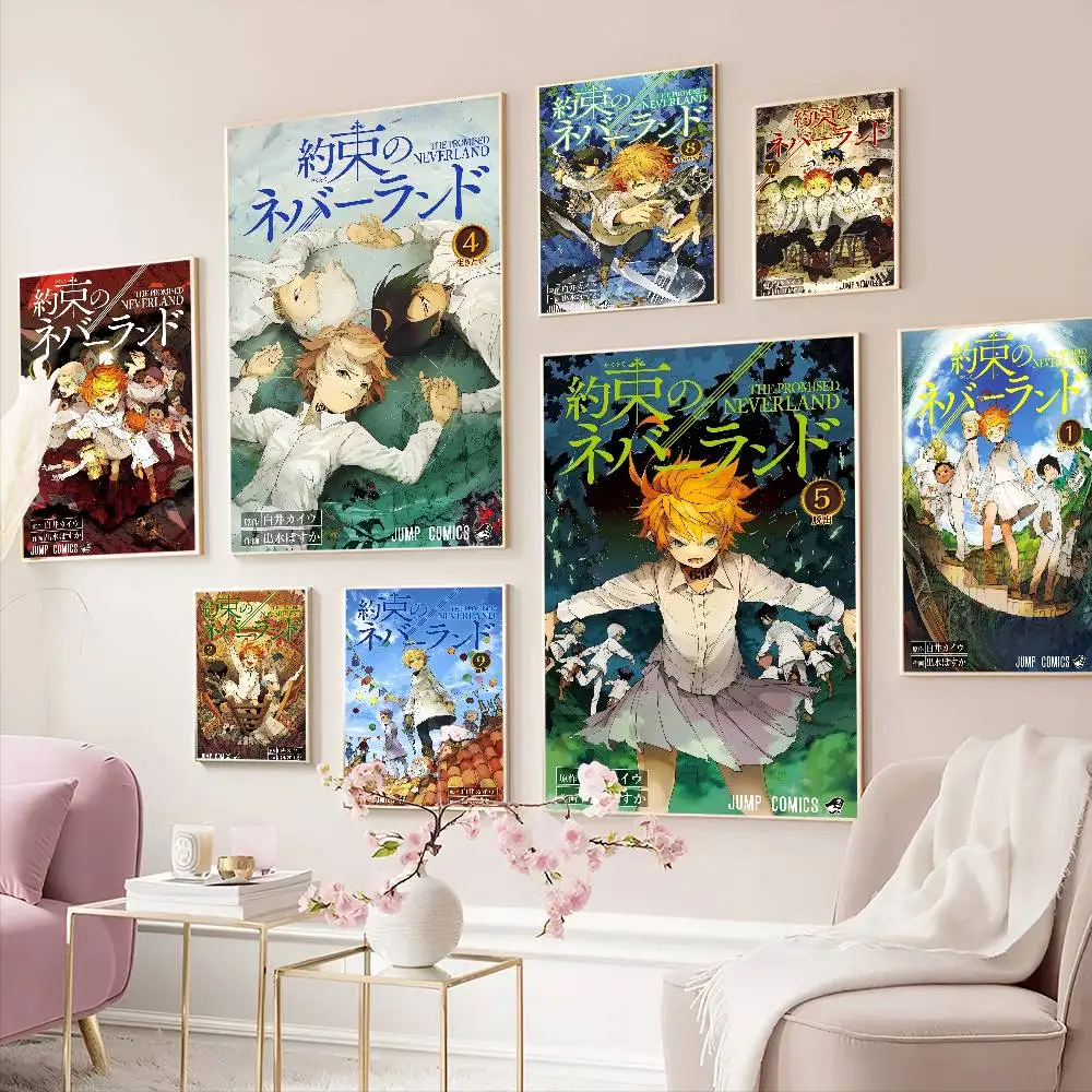 anime The P-Promised N-Neverland Classic Vintage Posters Whitepaper Prints Posters Artwork Kawaii Room Decor