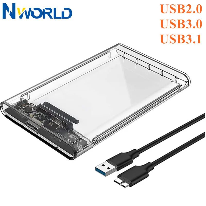 

2.5"USB2.0/3.0/3.1 External Hard Drive Enclosure,SATA to USB 3.1 Tool-Free Clear for SSD&HDD 9.5mm 7mm External Hard Drive Case