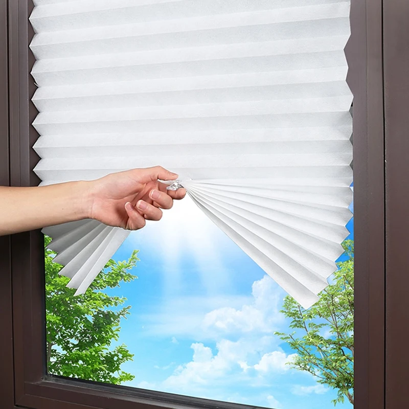 Home Windows Sunblind Telescopic Pleated Curtain Bedroom Privacy Screen Pergola Sunshade Cloth Self Adhesive Sunshade