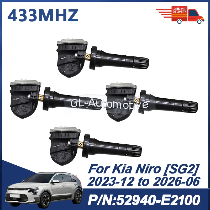 1/4PCS 52940-E2100 433MHZ Reifendruck Überwachung Sensor TPMS Sensor Für Kia Niro 2023-12 bis 2026-06