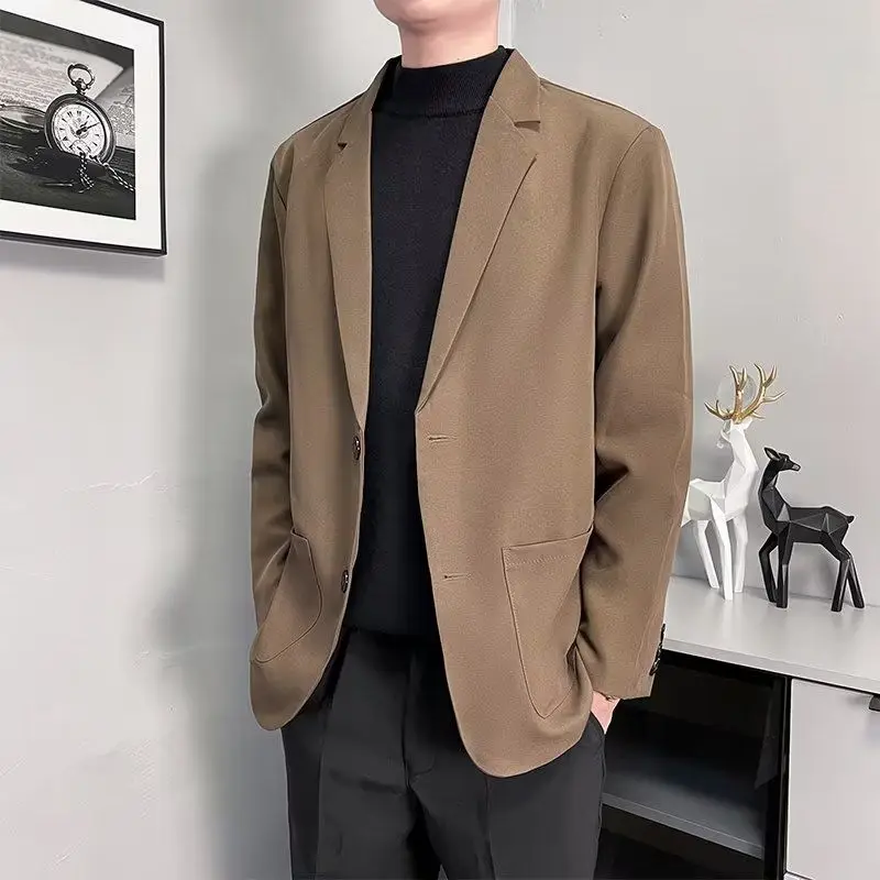 

Men's Casual Slim Fit Blazer Autumn Winter Korean Style Business Suit Jacket Loose Non Iron Formal Coat Streetwear