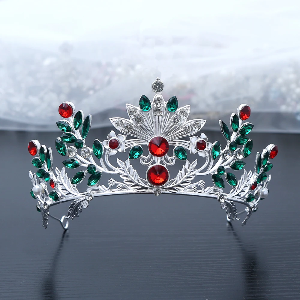 

Christmas Themed Vintage Hair Crown Gemstones Intricate Floral Design Perfect Holiday Parties Weddings Royal Cosplay Elegance