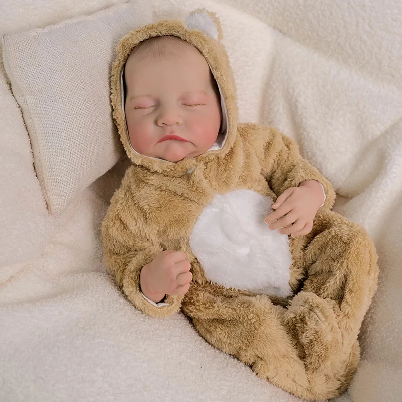 18inch Soft Cloth Body Levi Doll Reborn Baby Doll Lifelike Newborn Baby Doll 3D Skin Tone with Visible Veins Hand Paint