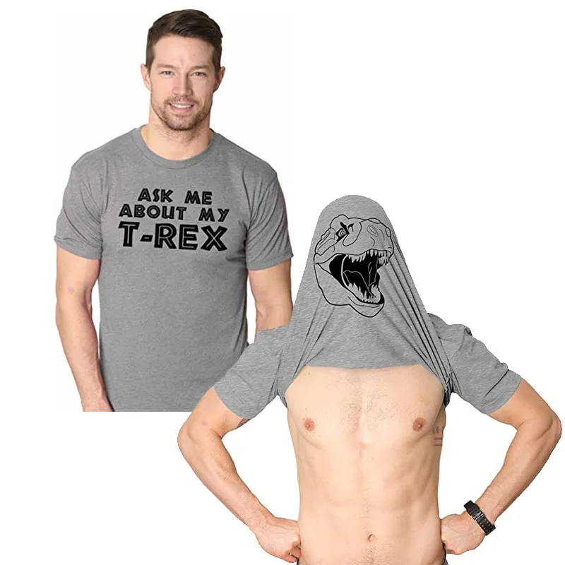 

Men's Fashion Ask Me about My Trex T Shirt Funny Cool Dinosaur Flip Graphic Novelty Tees Sarcastic and Nerdy Outfit Husband Gift