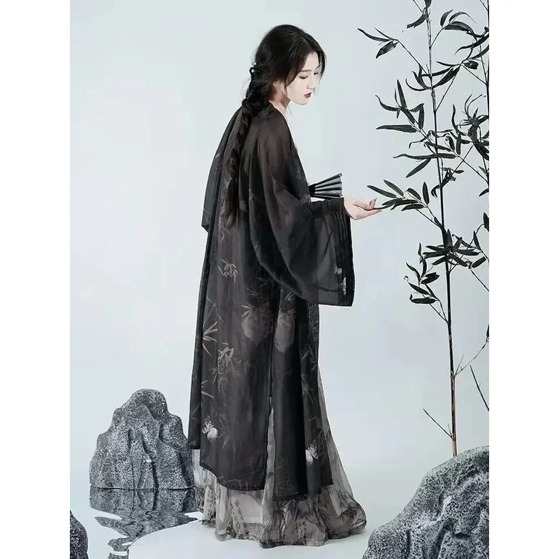 4XL платье ханьфу женское платье династии Китайской Сун современный стиль ханьфу негабаритный косплей костюм летние черные комплекты ханьфу плюс размер 3XL