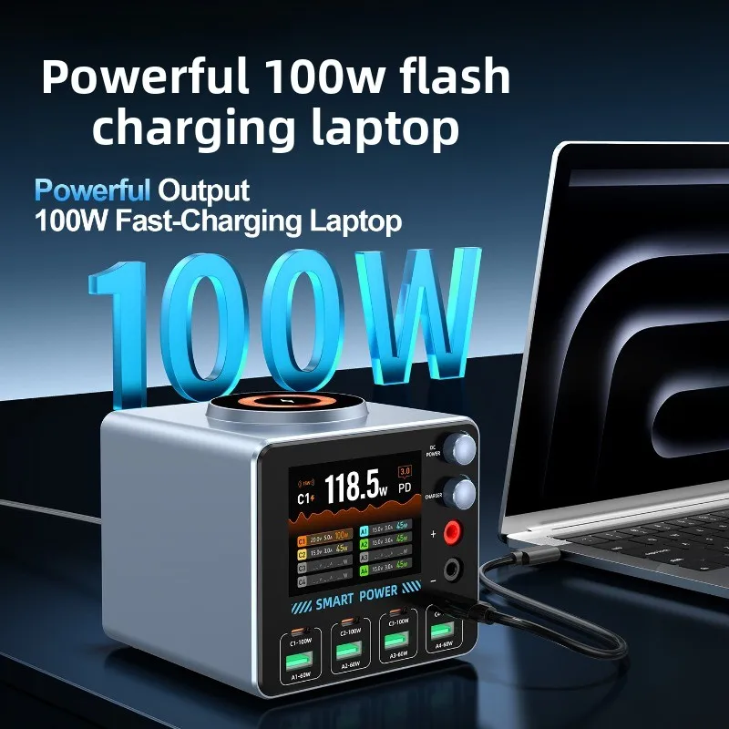 New gallium nitride charger, multi-port fast charging with magnetic wireless digital display mobile phone test special