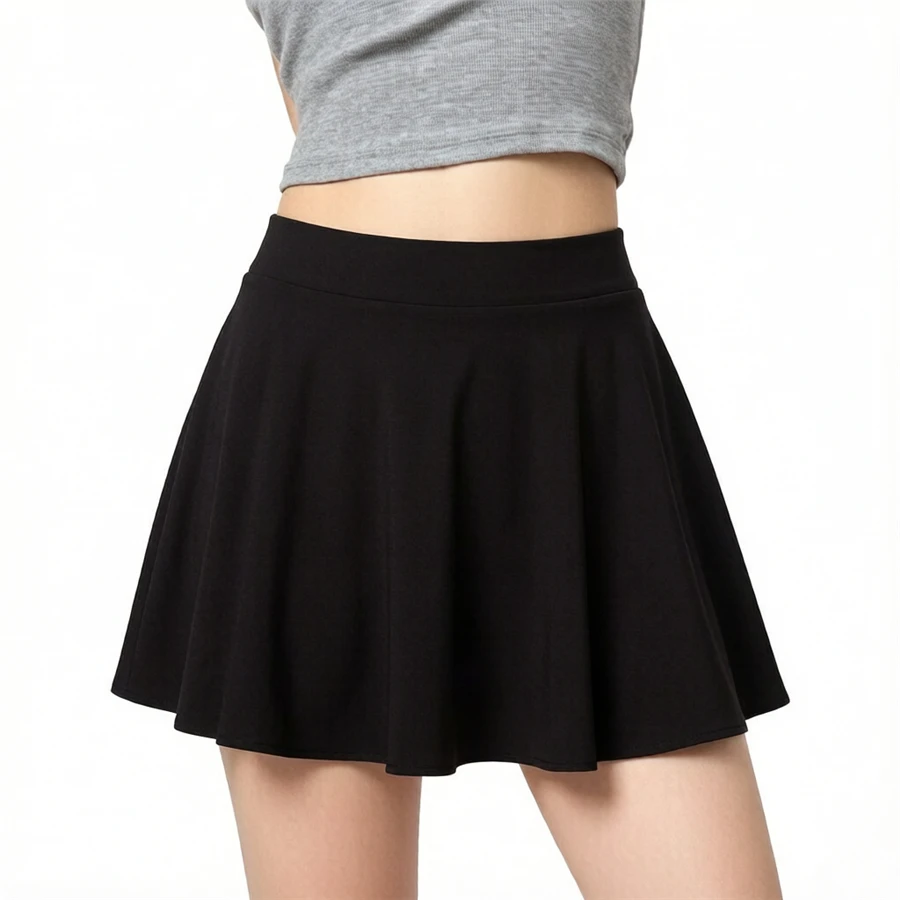 Women Summer Basic Skirts Shorts Mini Elastic Pleated Skirts High Waist Bubble Sun Skirts School Girl Uniform Lined Safety Pants