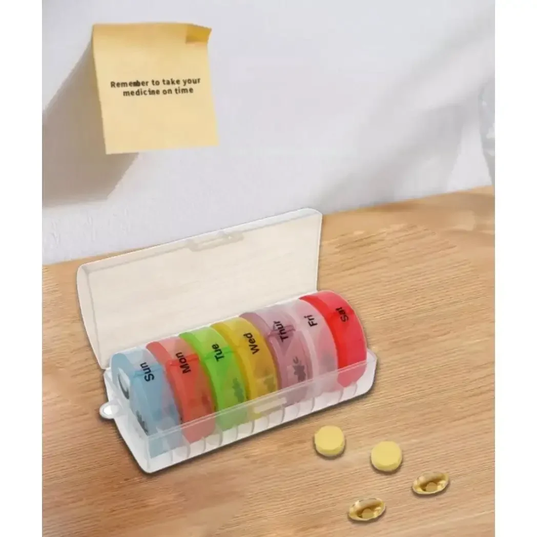 1/2pcs Portable 7-Day Weekly Pill Organizer Box, 14 Compartments Vitamin Pill Container For Tablets, Medications, Fish Oil