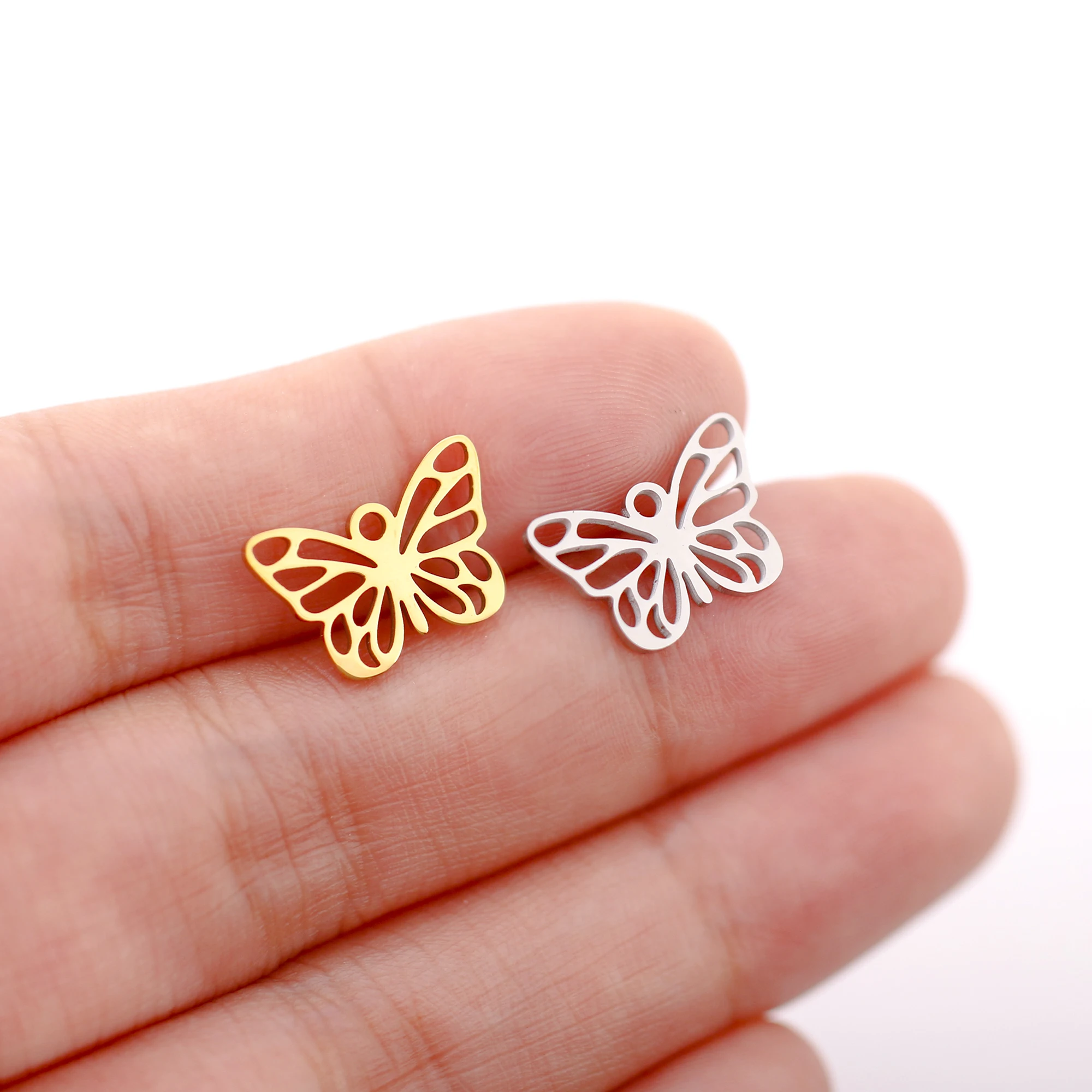 5Pcs/Lot Sweet Butterfly Charms Stainless Steel Flying Insect Pendants Diy Bracelet Necklace Earrings Jewelry Making Accessories