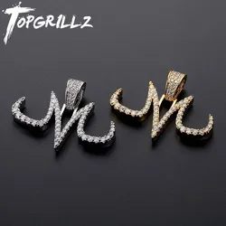 TOPGRILLZ New Iced Out Majin Pendant Necklace Mens White And Gold Finish Chains Hip Hop Jewelry Gold Silver Color Charms