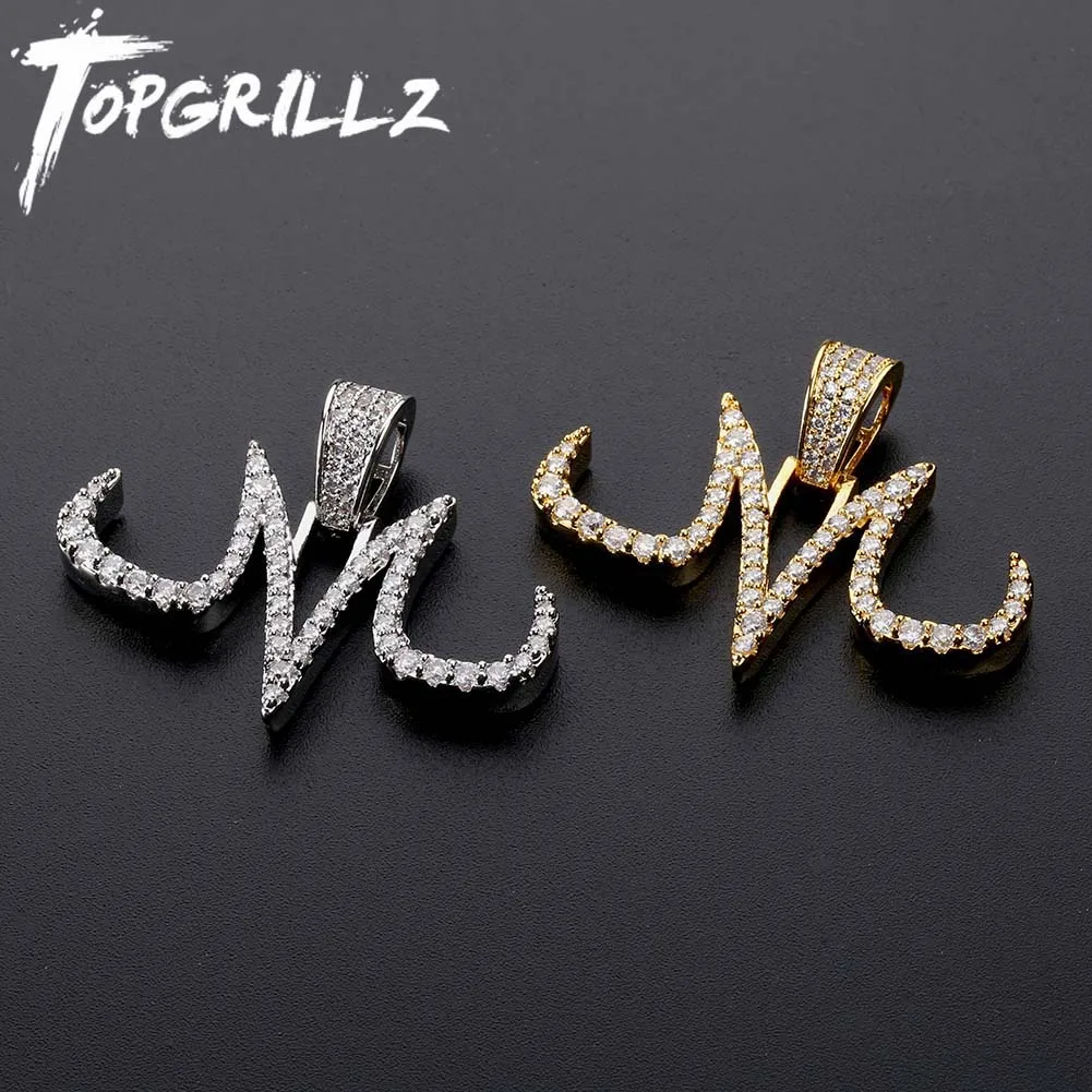 TOPGRILLZ New Iced Out Majin Pendant Necklace Mens White And Gold Finish Chains Hip Hop Jewelry Gold Silver Color Charms