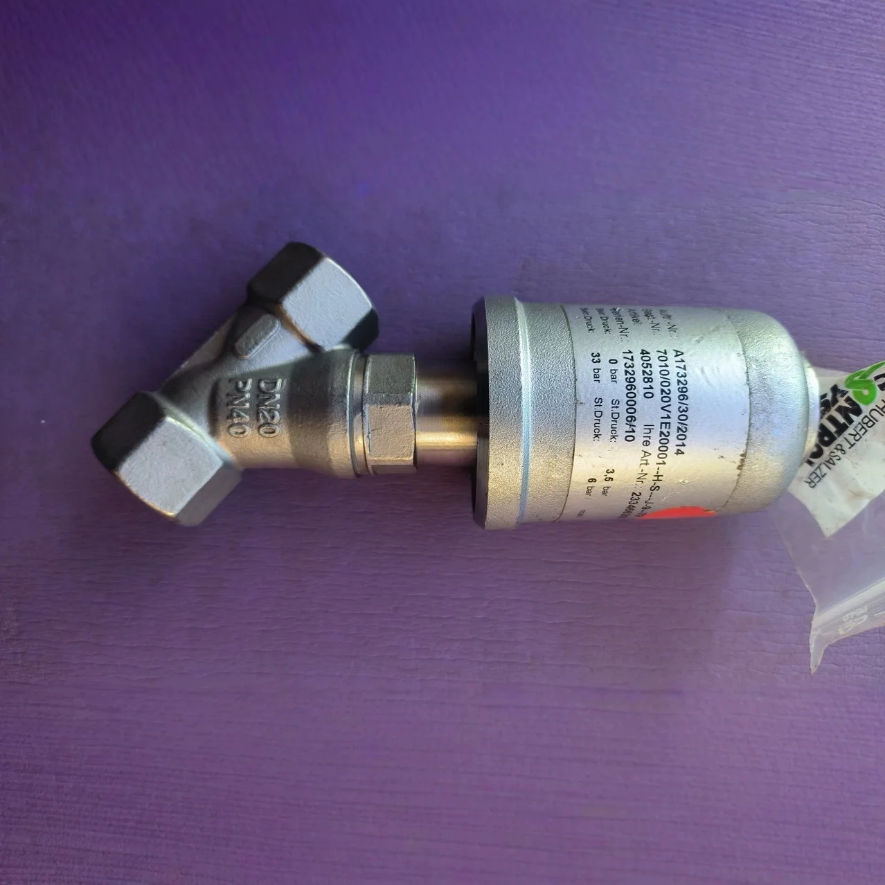 

2025 THIES 7010/020V1E20001 Pneumatic Angle Seat Valve DN20
