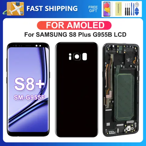 AMOLED With Frame For Samsung S8 Plus G955W G955A G955 G955N LCD Display Digital Touch Screen For S8+ Screen Replacement Parts