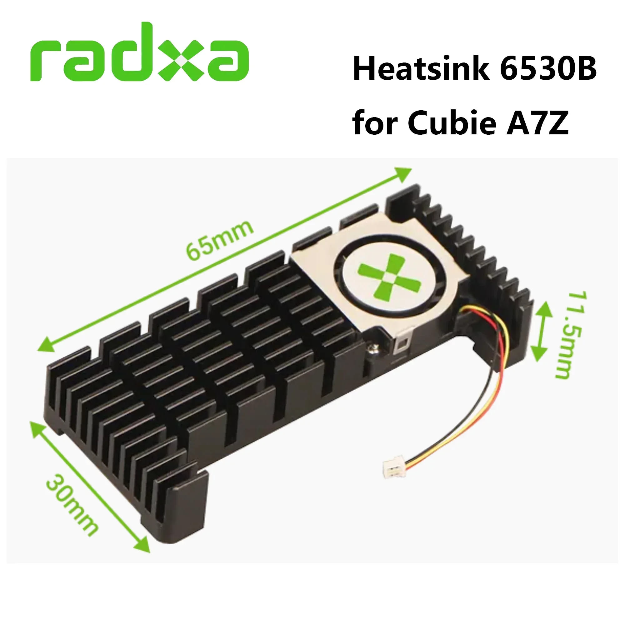 Radiator Radxa A7Z 6530B do Radxa Cubie A7Z, aluminiowy radiator z wentylatorem, regulacja prędkości PWM — zdjęcie produktu 4