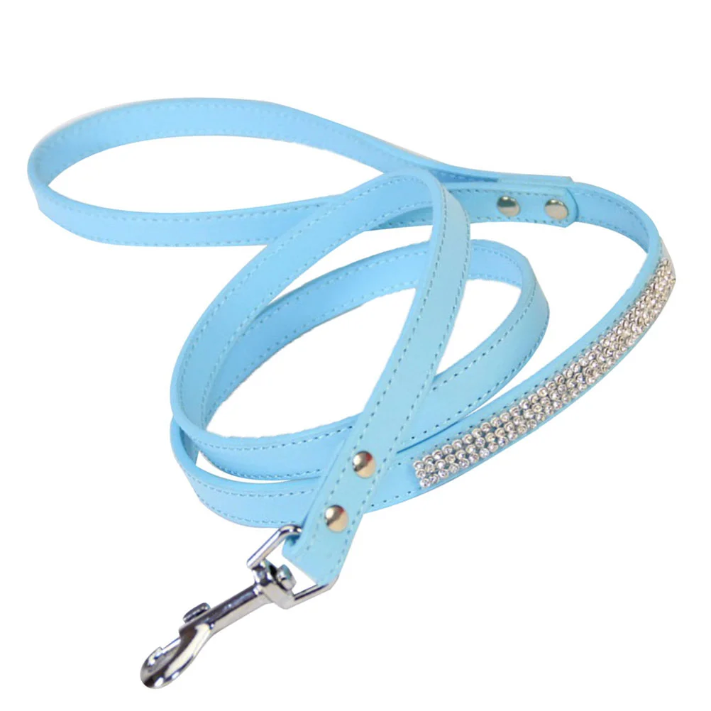 

High-looking Foot Cup Rhinestone Leash Pet Walking Dog Training Belt Leads Blue