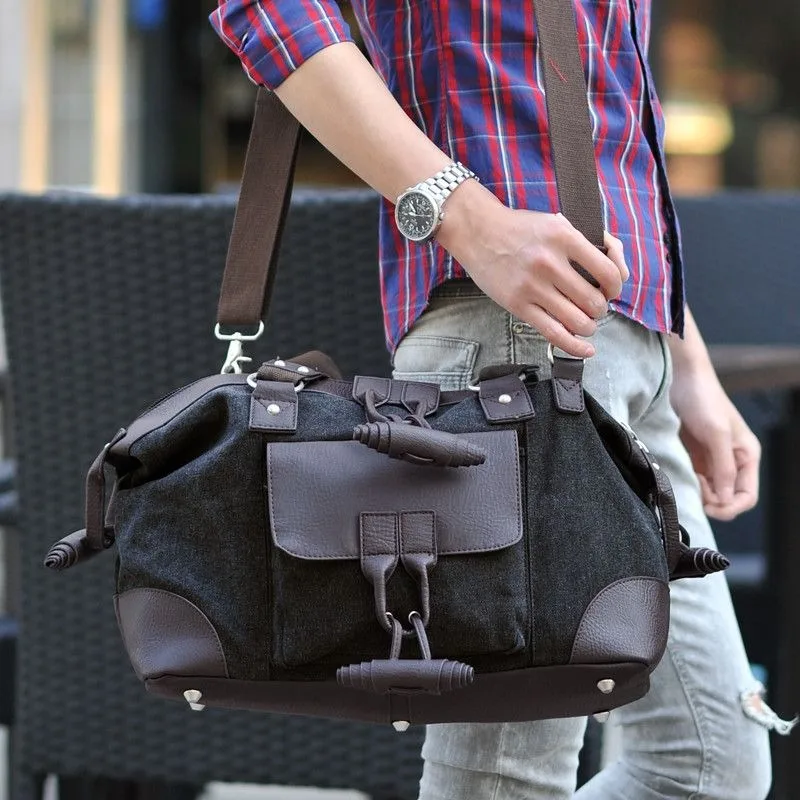 Men's Shoulder Hand-held Canvas Messenger Bag Men's Casual Bag Fashion Trend Large Capacity Travel Bag Exquisite Personality