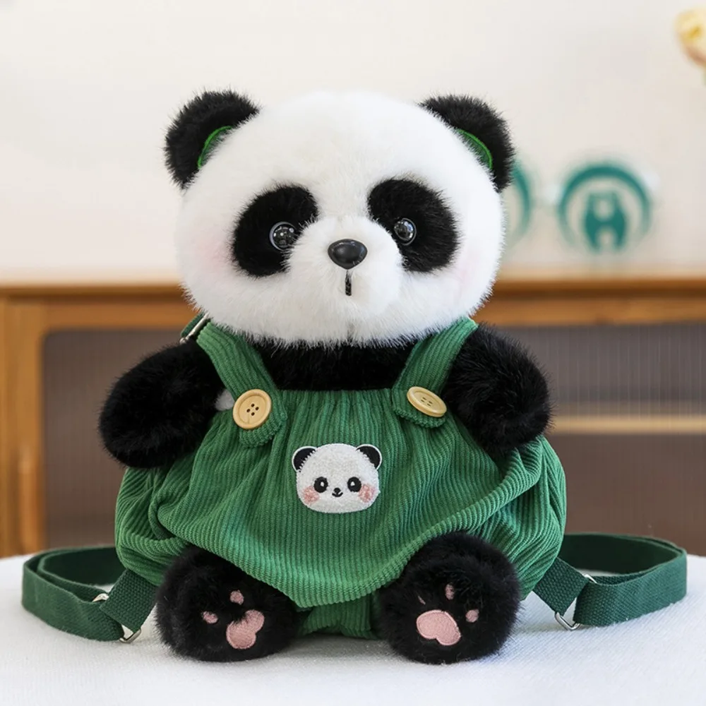 Furry Teddy Bear Backpack Lightweight Portable Panda Storage Pouch Adjustable Straps Versatile Stuffed Toy Bag