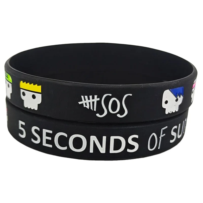 1PC Music Band Star 5SOS Silicone Bracelets&Bangles Music Fans Letters Cartoon Silicone Wristband Women Men GIfts Jerwerly SH360