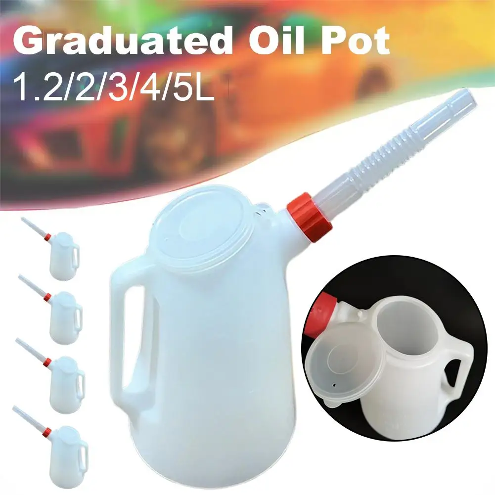 1.2L/2L/3L/5L Oil Measuring Jug Petrol Can Fuel Tank With Pouring Flexible For Automotive Garage Oil Measuring Container To Q7U9
