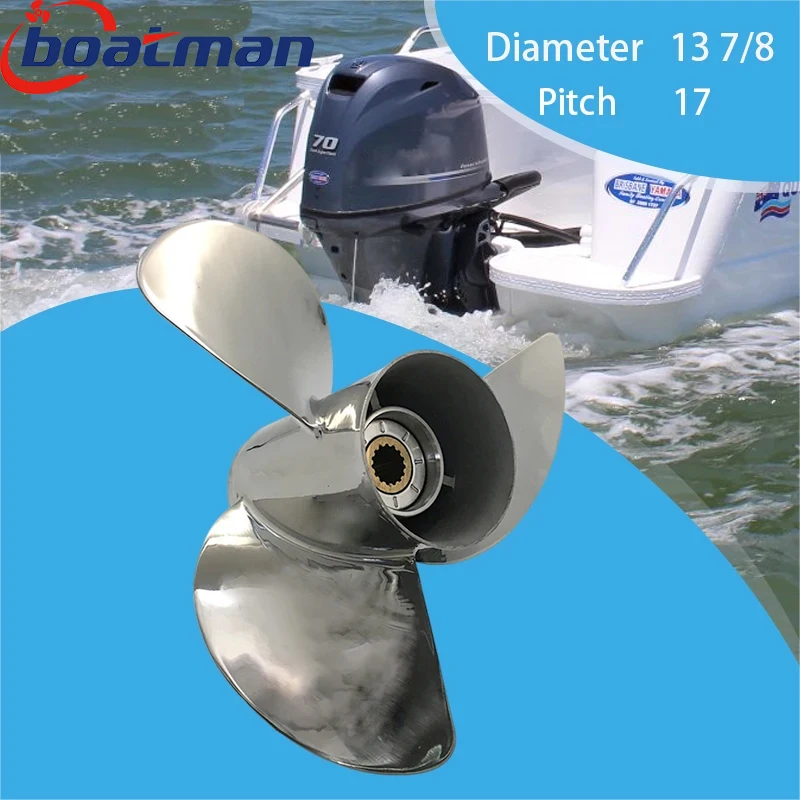 Boat Propeller 13 7/8x17 For Yamaha Marine Outboard Engine 4 Stroke 50-130HP Stainless Steel 15 Tooth Splines Boat