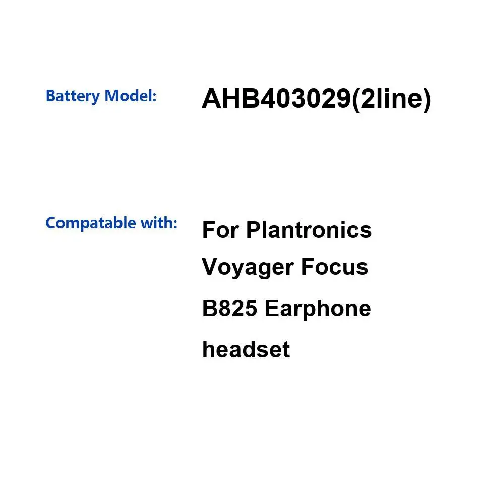 400mAh For Plantronics Voyager Focus B825 Reliable Power Durable Earphone Battery AHB403029 2line