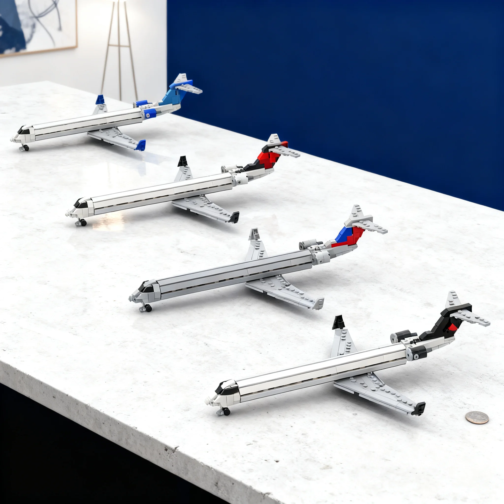 1468pcs MOC Bombardier CRJ-700 900LR - North American Operators 1 100 Promotional Airlines Model Building Blocks Art Collection