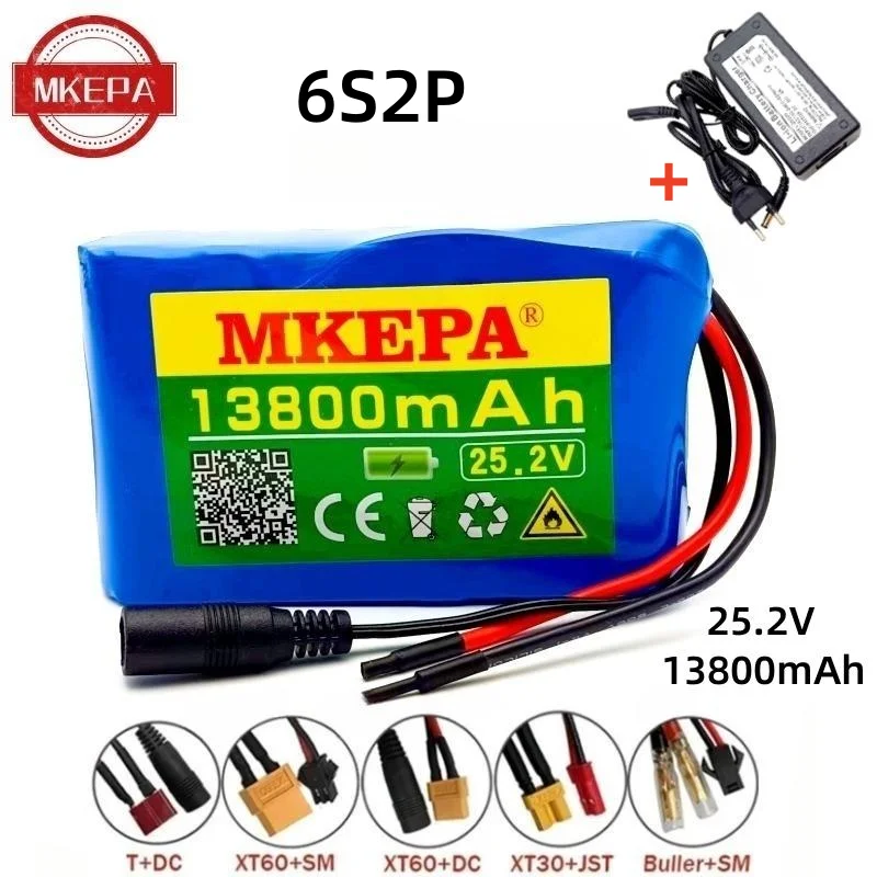 New 6S2P 18650 Battery Lithium 25.2v 13800mAh Electric Bicycle Moped /Electric/Li ion Battery Pack，Customizable connector plug