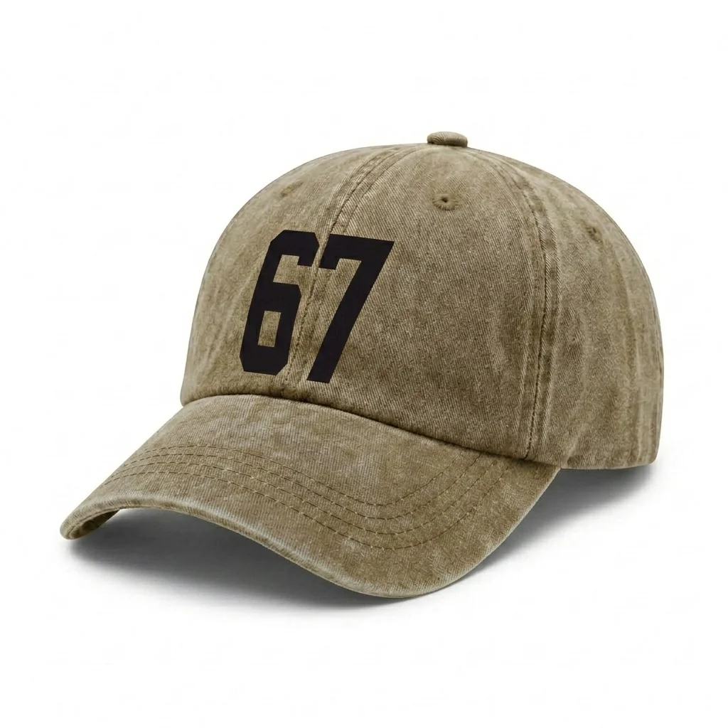 Adjustable Unisex Number 67 Print Baseball Cap, Vintage Washed Dad Hat, Trendy Casual Streetwear Gift for Teens and Adults