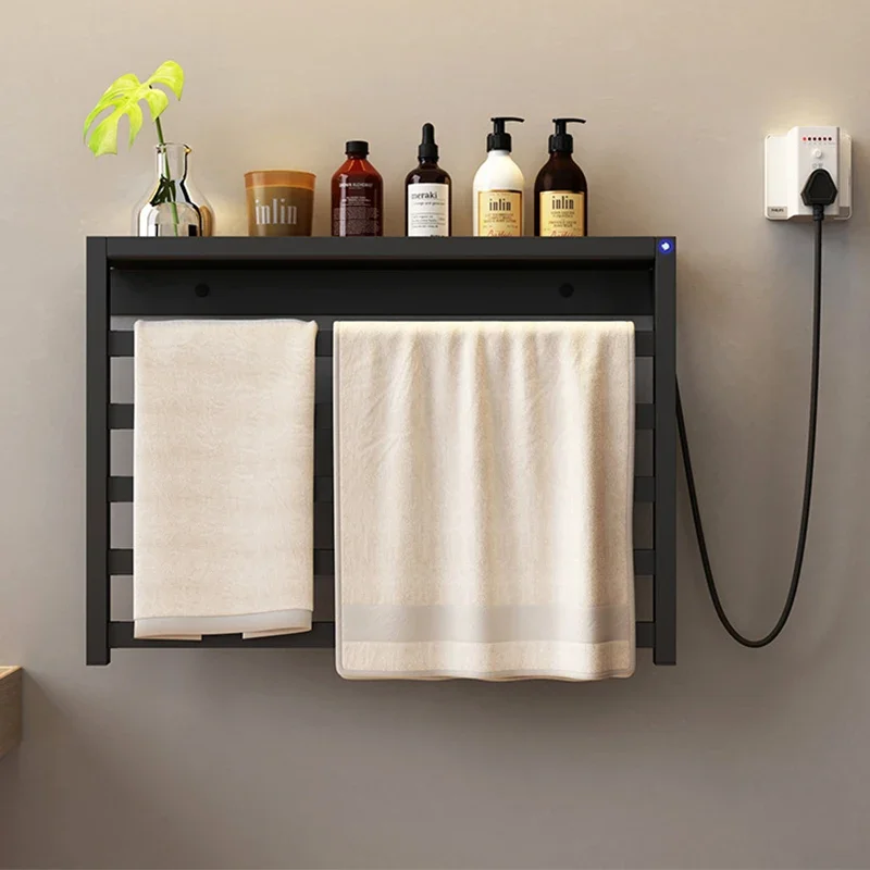 Black Thermostatic Electric Towel Rack, Bathroom    Automatic Heating   Sterilization, Timerable