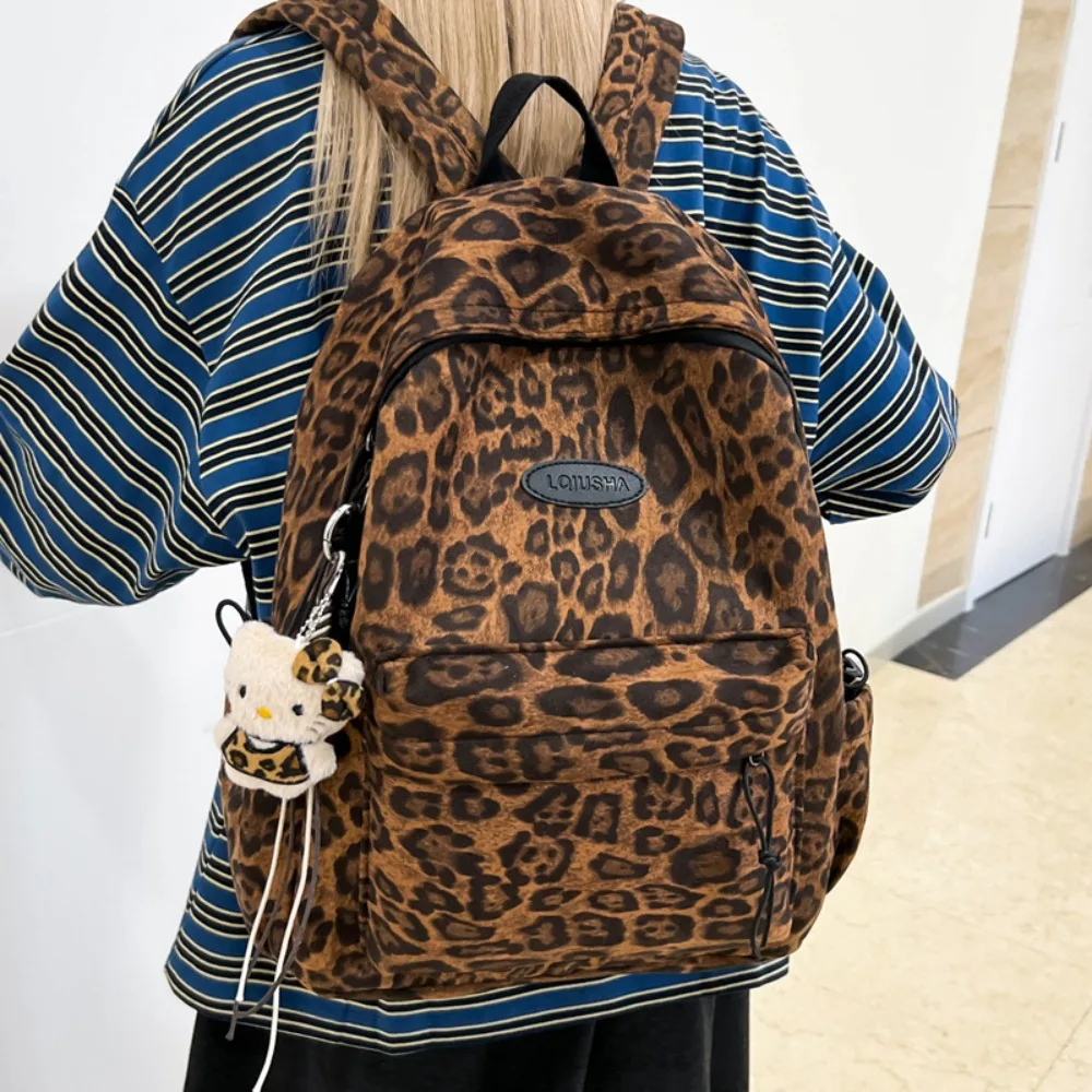

Leopard Print Backpack 2026 New Large-capacity Junior High School Computer Unisex Schoolbag Multi-function Versatile Fashion
