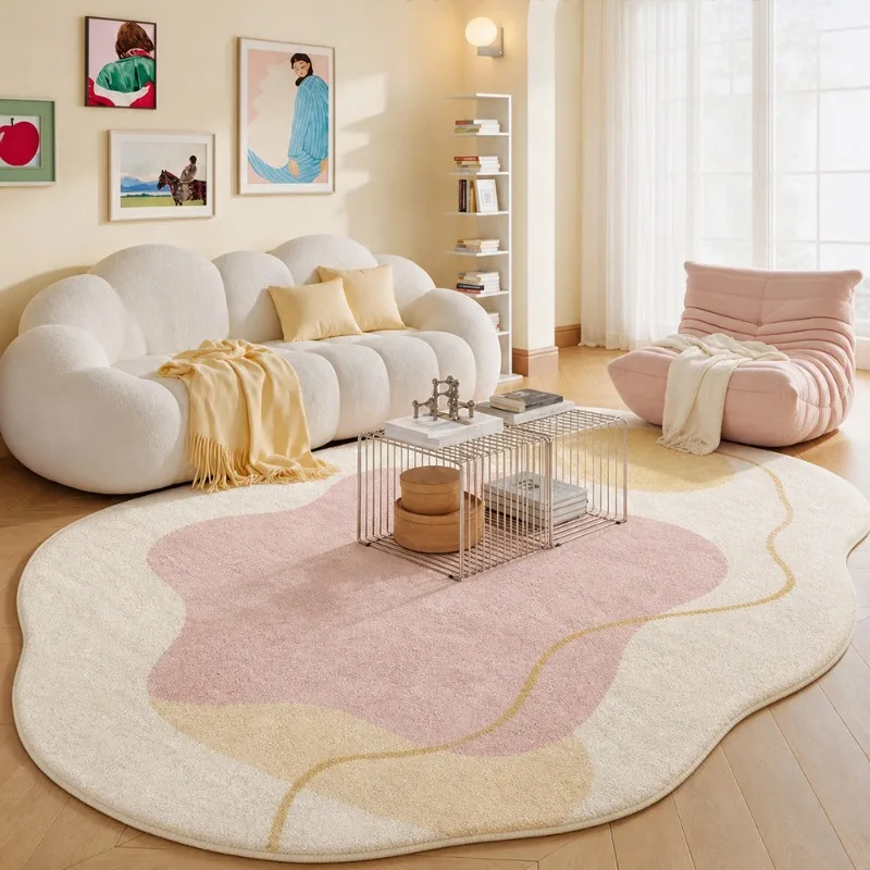 Irregular Shape Bedroom Decor Large Carpet Cream Style Carpets for Living Room Thick Plush Lounge Floor Mat Home Fluffy Soft Rug