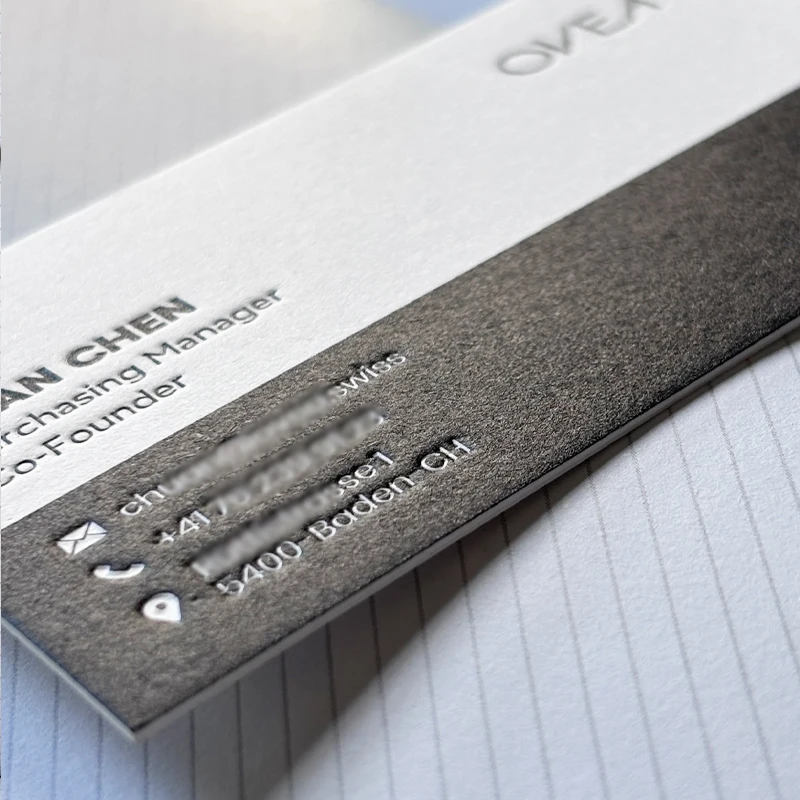 200pcs Personalized Cotton Paper High Grade Letterpress Cards Business Cards Foil Embossing Colorless Debossing Cards 3D Logo