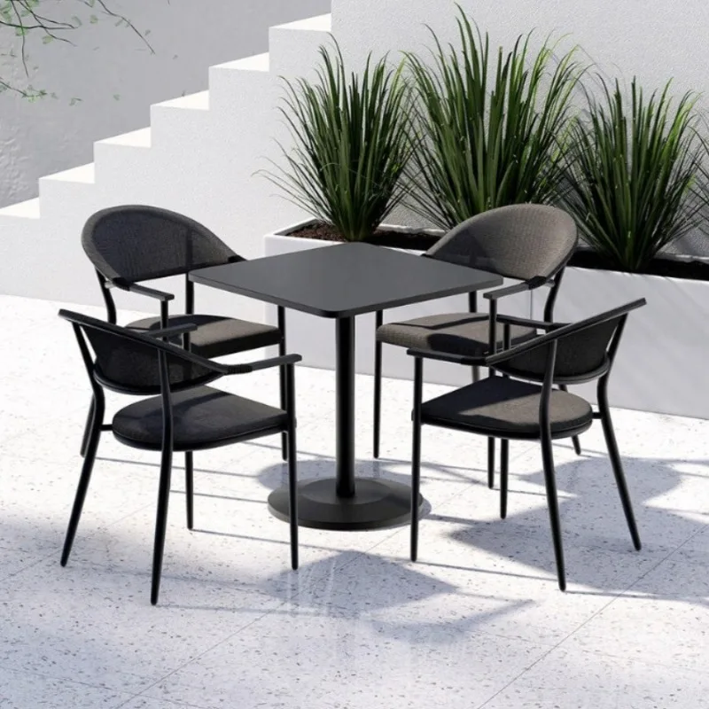 Outdoor rock slab small round table dining table terrace courtyard cafe dining table reception room negotiation