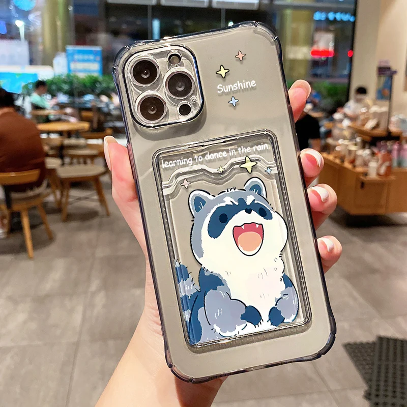 Wallet Card Holder Clear Soft Case For iPhone 16 Pro 15 13 14 12 11 Pro Max XS XR X 8 7 Plus SE2022 Transparent Card Slots Cover