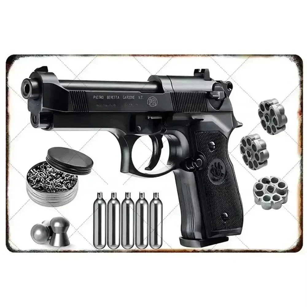 CIFBUY Retro Metal Tin Sign Pattern Wall Plate Decor, Firearm Inspired Wall Art Ornament for Garage Bar Man Cave Home Decor
