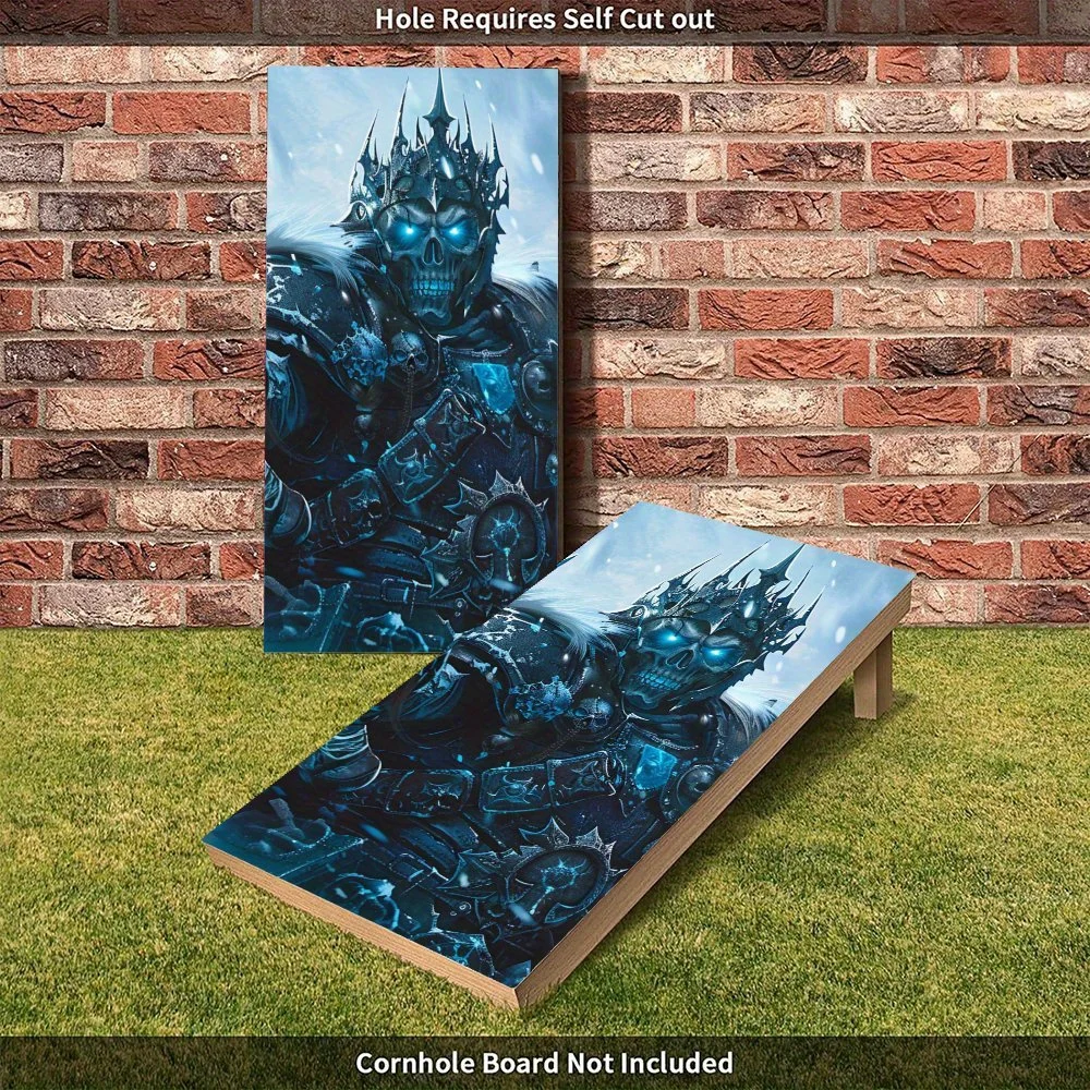 Papan Cornhole Tahan Air Ice Abyss Dead Soul, Desain Papan Permainan Luar Ruangan PVC, Sempurna untuk Aktivitas Olahraga & Rekreasi
