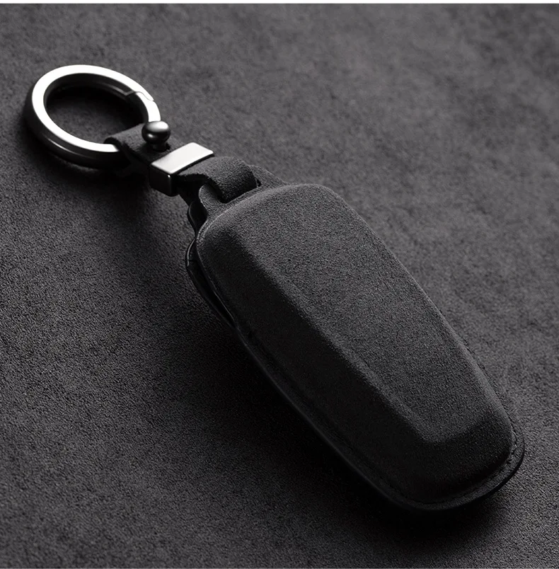 Car Key Case Leather Alcantara for Ford Edge Fusion Mustang Explorer F150 F250 F350 Ecosport Protector Keyless Car Accessories