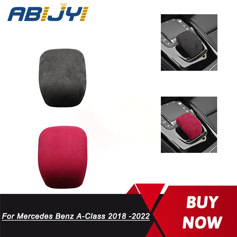 

Shift Head Trim For Mercedes Benz A-Class 2018 2019 2020 2021 2022 Black Red Suede Console Gear Shift Knob Cover Trim