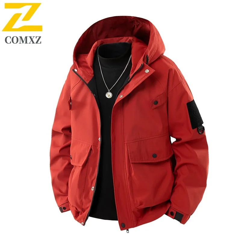 COMXZ سترة بقلنسوة خارجية 2025 معطف رجالي غير رسمي لتسلق الجبال مقاوم للرياح مريح موضة السفر سترة واقية جديدة للخريف #3